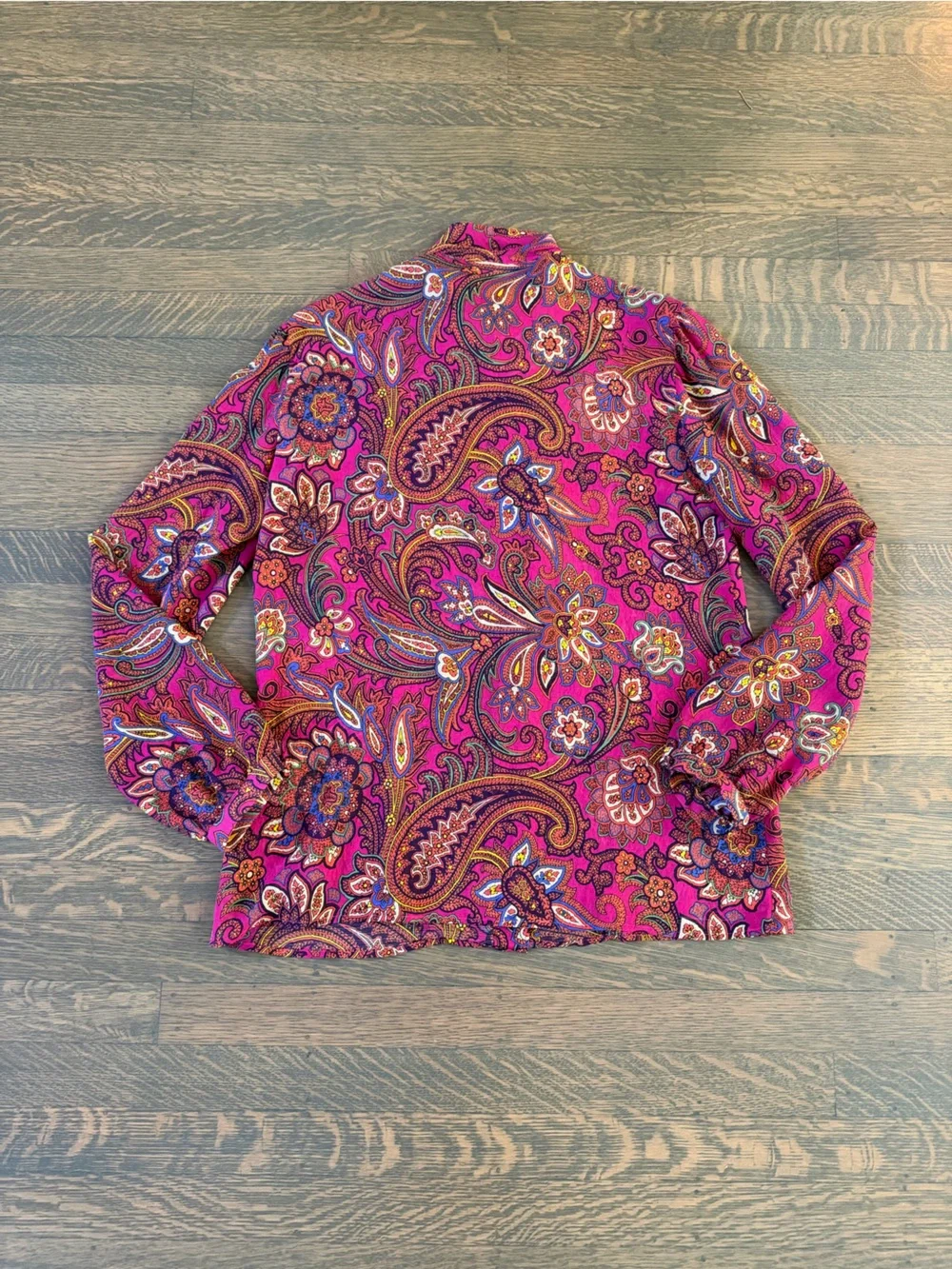 Etro Fuscia Pink Paisley Bow Front Button Down Blouse EUC Size 44 100% Silk - Picture 8 of 8